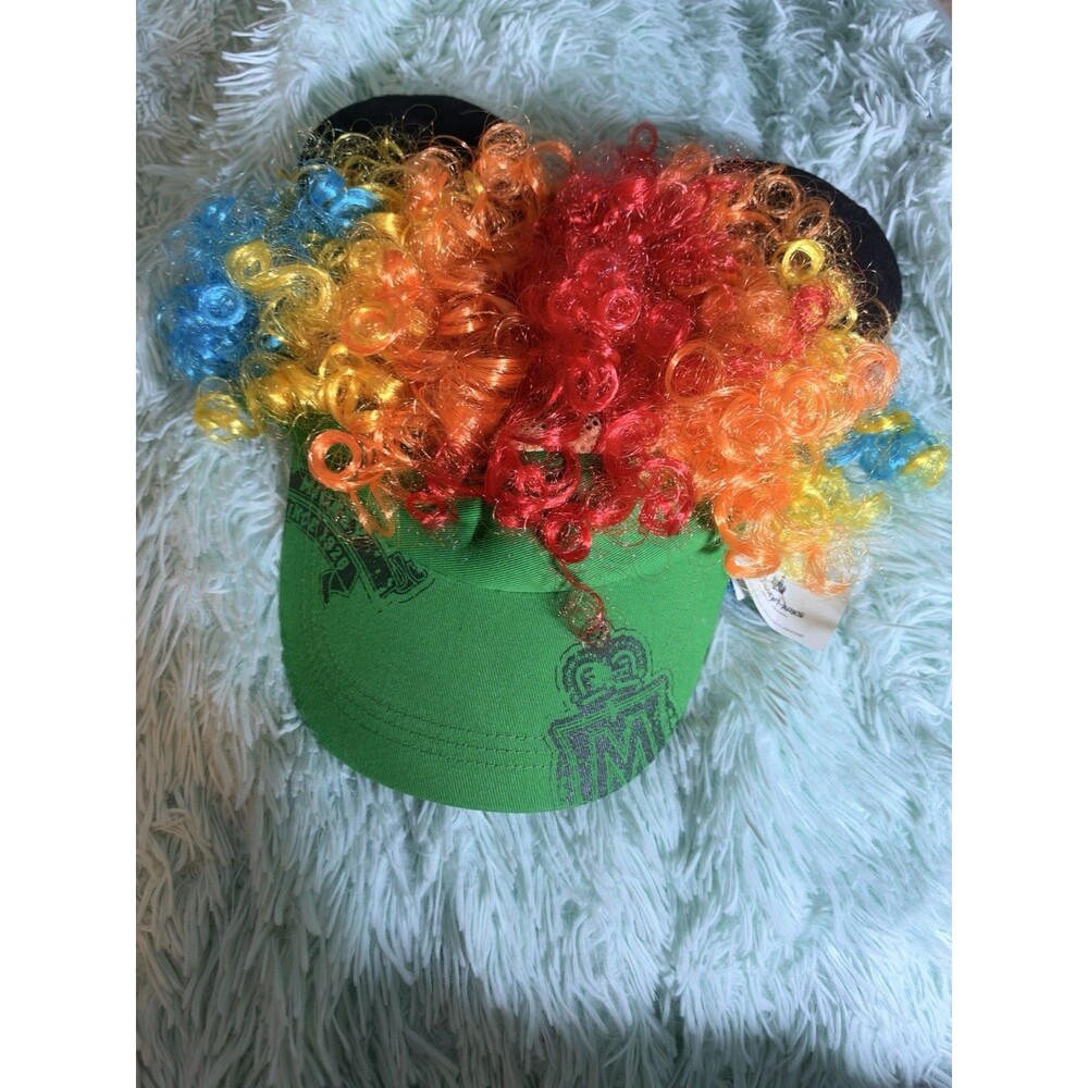 WDW AUTHENTIC DISNEY PARKS MICKEY MOUSE Rainbow Afro Adult Clown Ear Hat Cap
